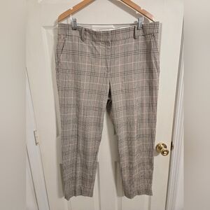 Talbots Beige and Black Checkered Plaid  Pants Hampshire Ankle Pants Size 18